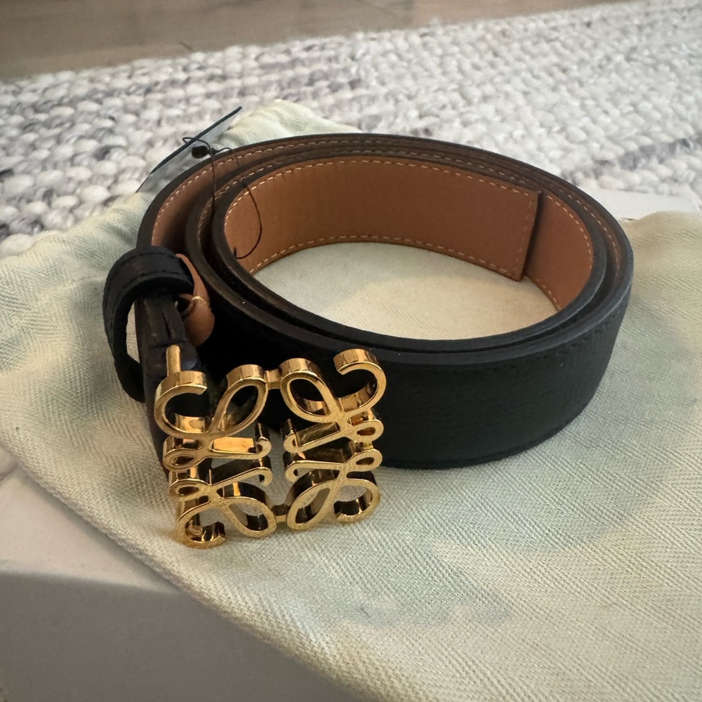 Loewe Black and Gold Signature Belt - NWT